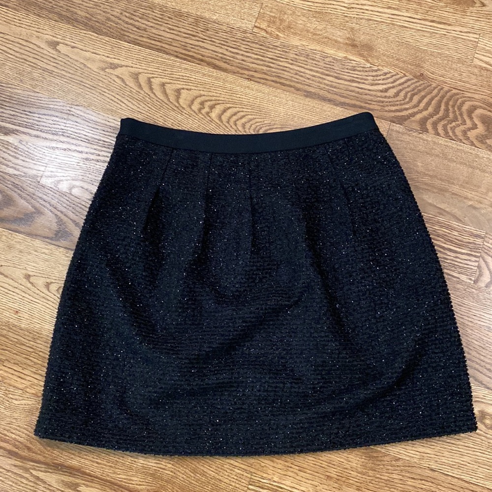 Woman LOFT skater a-line skirt sparkle black holiday workwear - Picture 6 of 9